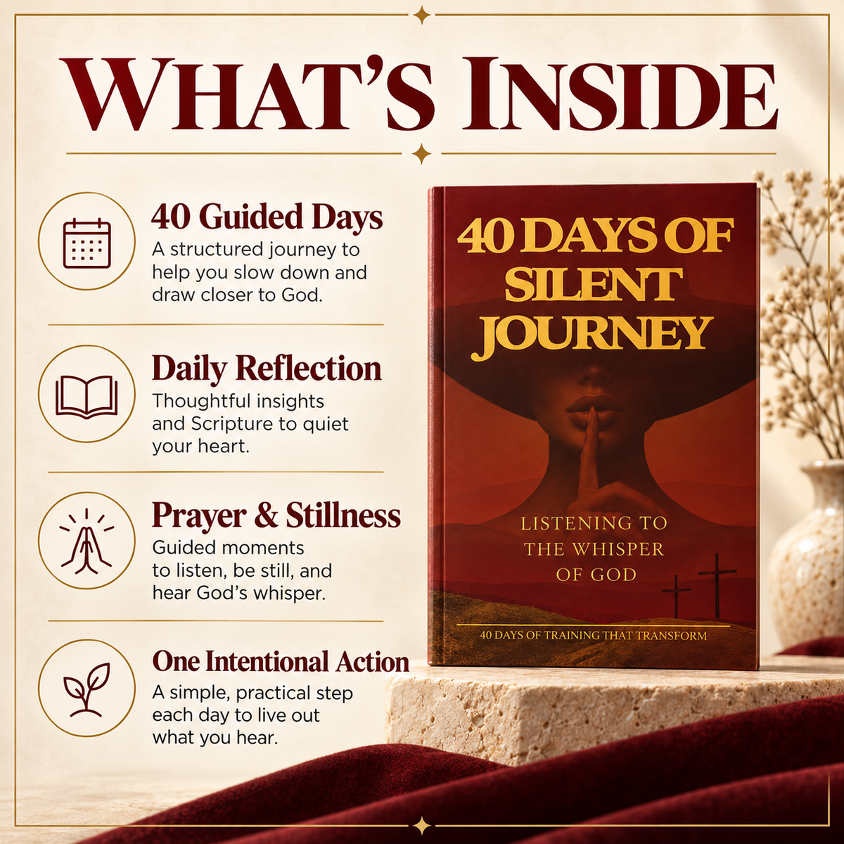 What is inside the 40 Days of Silent Journey English book