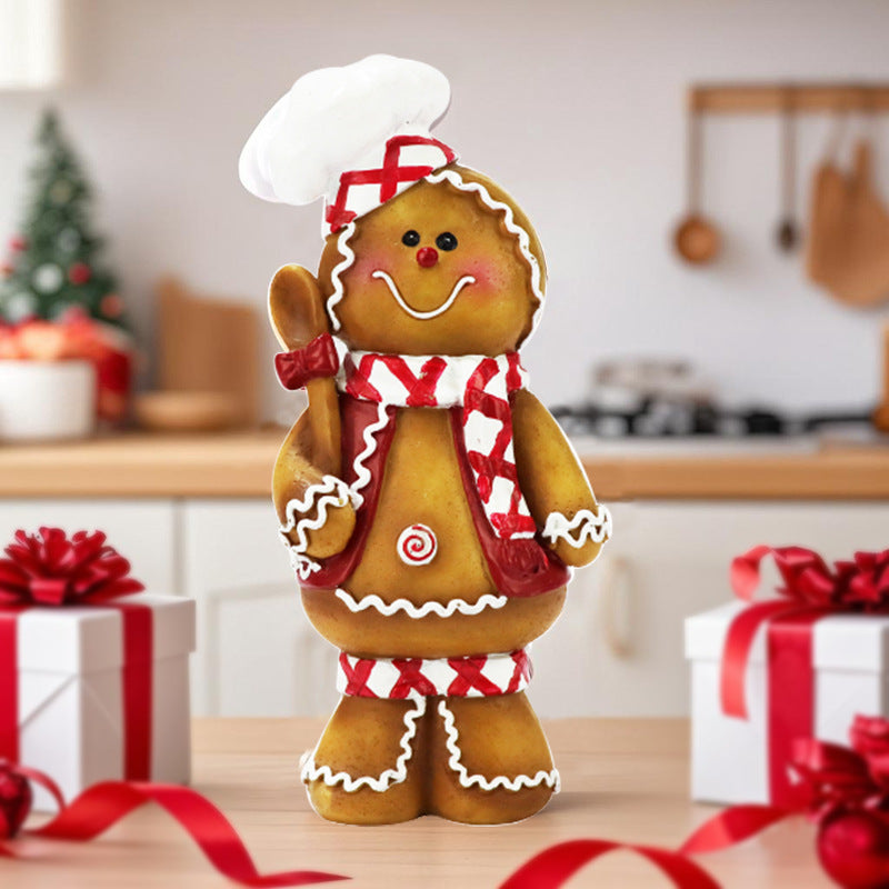 Christmas Gingerbread Chef Figurine Resin Tabletop Decoration