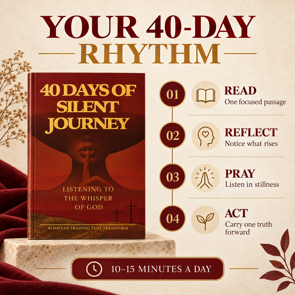 The four-step 40-day read reflect pray and act rhythm
