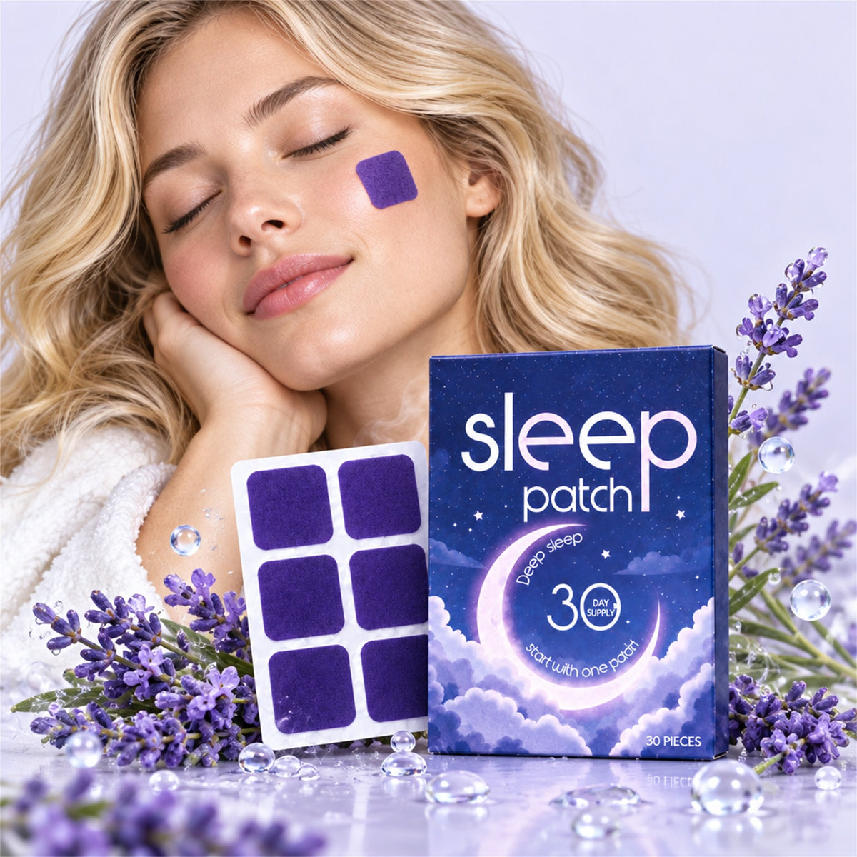 Thirty-piece lavender patch set with retail packaging